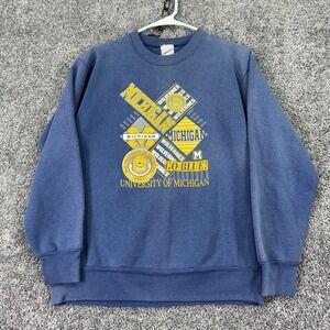 Vintage Michigan Wolverines Sweatshirt Mens XL Blue NCAA College Girardin Fleece